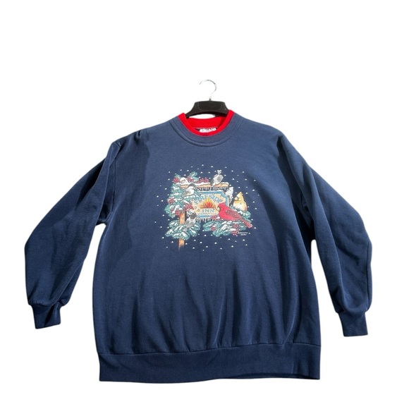 MORNING SUN VINTAGE WOMENS DOUBLE COLLARD CHRISTMAS SWEATSHIRT SZ 1X - Picture 1 of 9
